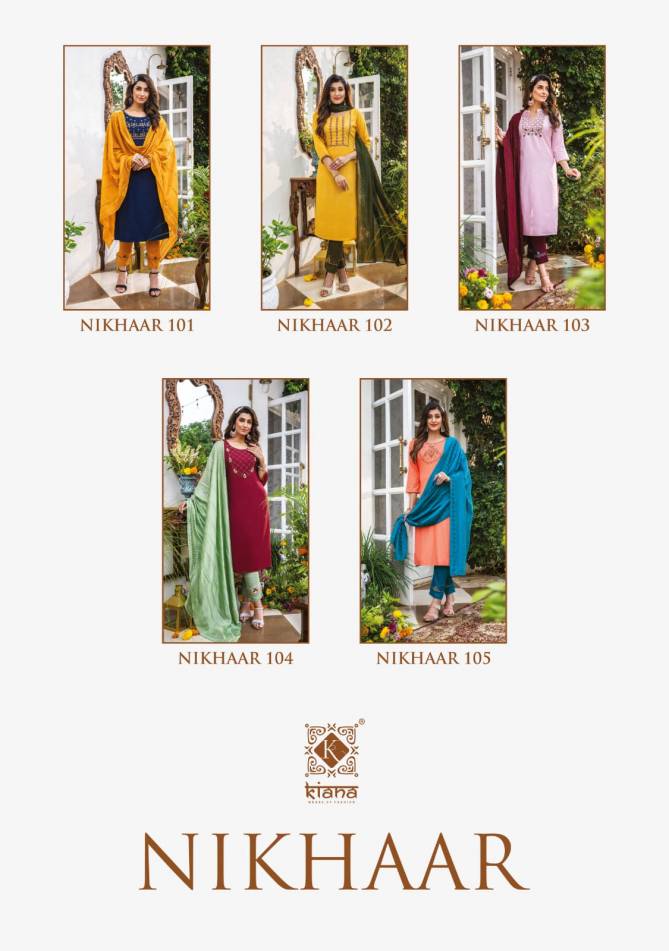 Kiana Nikhaar Festival Wear Wholesale Kurti Pant And Dupatta Collection
